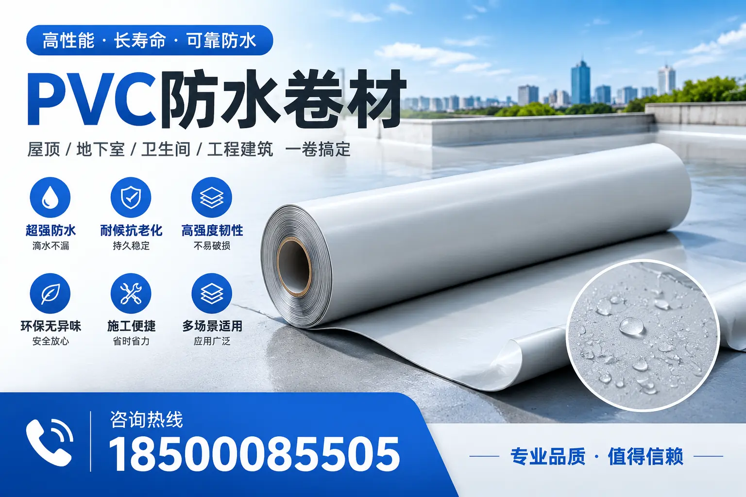 PVC防水卷材的防水效果评测,适合楚雄的科学依据